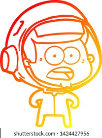 warm gradient line drawing of a cartoon surprised astronaut