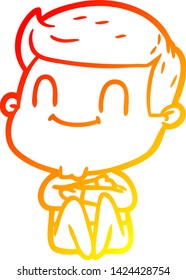 dibujo de línea de gradiente cálido de un hombre amigo de la caricatura