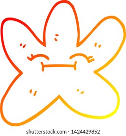 dibujo de línea de degradado cálido de un pez estrella de dibujos animados