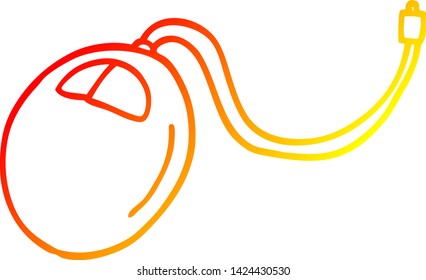 warm gradient line drawing of a cartoon old computer mouse