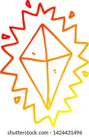 dibujo de línea de degradado cálido de un diamante de dibujos animados