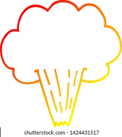 dibujo de línea de gradiente cálido de una ráfaga de aire de dibujos animados