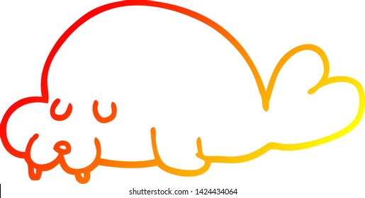 warm gradient line drawing of a cartoon walrus