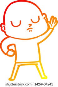 warm gradient line drawing of a cartoon bald man