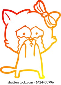 warm gradient line drawing of a cartoon cat