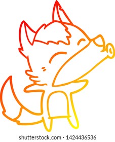 warm gradient line drawing of a cartoon howling wolf