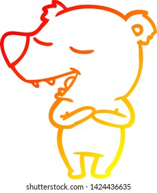 warm gradient line drawing of a cartoon polar bear