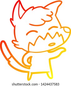 warm gradient line drawing of a cartoon fox