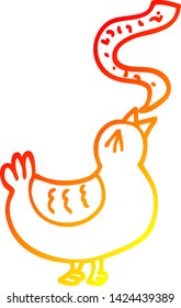 dibujo de línea de gradiente cálido de un pájaro de la canción de dibujos animados