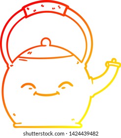 warm gradient line drawing of a cartoon kettle