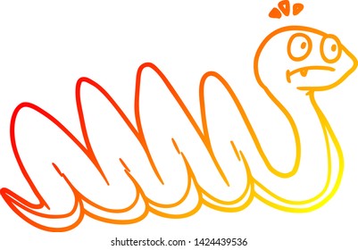 warme Farbverlauf-Linienzeichnung einer Cartoon-Schlange