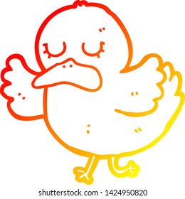 warm gradient line drawing of a cartoon duck