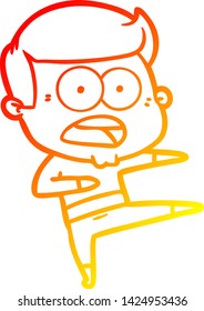 warm gradient line drawing of a cartoon shocked man