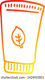 warm gradient line drawing of a cartoon skin lotion
