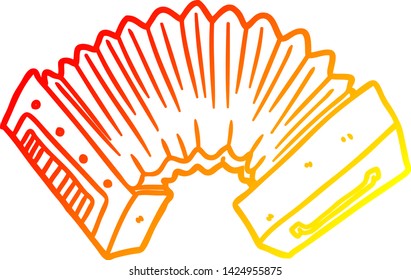warm gradient line drawing of a cartoon accordion