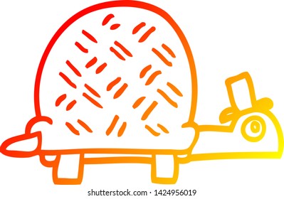 warm gradient line drawing of a cartoon funny tortoise