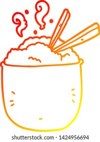 warm gradient line drawing of a cartoon bowl of rice