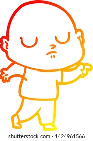 warm gradient line drawing of a cartoon bald man