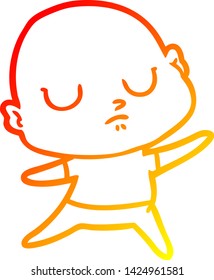 warm gradient line drawing of a cartoon bald man