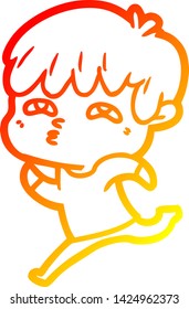warm gradient line drawing of a cartoon curious man