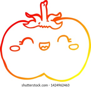 warm gradient line drawing of a cartoon tomato