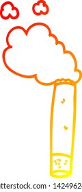 warm gradient line drawing of a cartoon cigarette