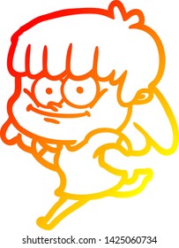 desenho linha gradiente quente de uma mulher sorrindo desenho animado
