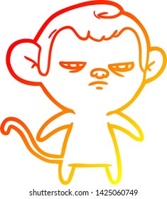 warm gradient line drawing of a cartoon monkey