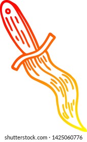 warm gradient line drawing of a cartoon tattoo dagger symbol
