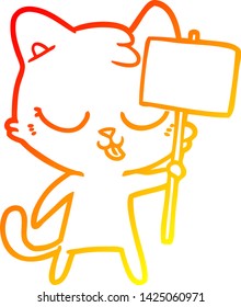 warme Farbverlauf-Linienzeichnung einer Cartoon-Katze