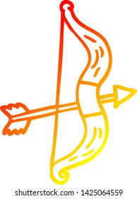 warm gradient line drawing of a cartoon bow and arrow