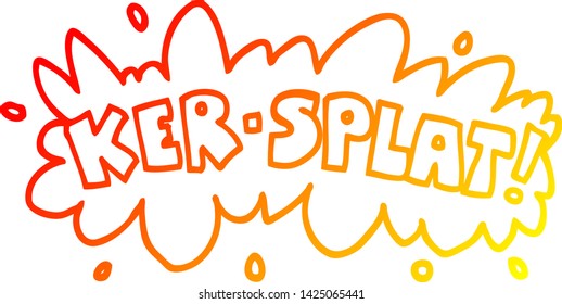 dibujo de línea de gradiente cálido de un texto de dibujos animados ker-splat