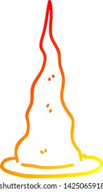 warm gradient line drawing of a cartoon witch hat