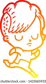 warm gradient line drawing of a cartoon woman