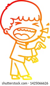dibujo de línea de gradiente cálido de un caricaturista