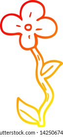 dibujo de línea de degradado cálido de una flor de dibujos animados
