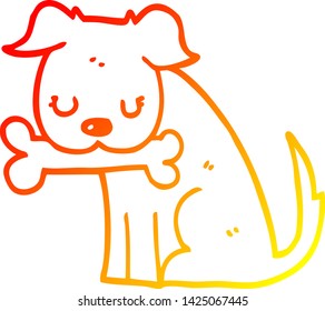 warm gradient line drawing of a cartoon dog
