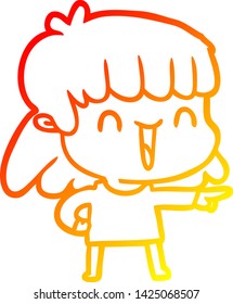 dibujo de línea de gradiente cálido de una mujer caricaturista