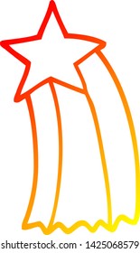 dibujo de línea de degradado cálido de una estrella de disparo de dibujos animados