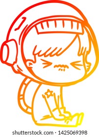 warm gradient line drawing of a cartoon astronaut woman