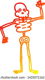 warme Farbverlauf-Linienzeichnung eines Cartoon-Skeletts