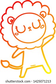 warm gradient line drawing of a cartoon lion