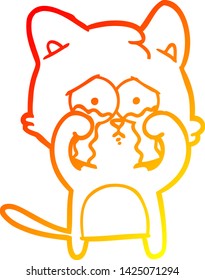 warme Farbverlauf-Linienzeichnung einer Cartoon-Katze