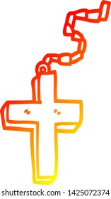 warm gradient line drawing of a cartoon gold crucifix