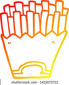 dibujo de líneas de degradado cálido de una caricatura de papas fritas