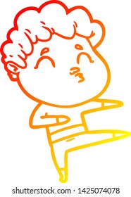 warm gradient line drawing of a cartoon man pouting