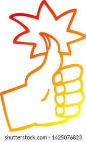 warme Farbverlauf-Linie Zeichnung eines Cartoons Daumen-Symbol