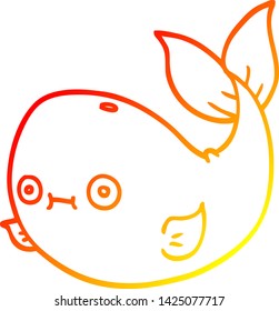 warm gradient line drawing of a cartoon whale