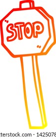 warm gradient line drawing of a cartoon stop sign