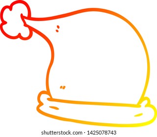 warm gradient line drawing of a cartoon christmas hats